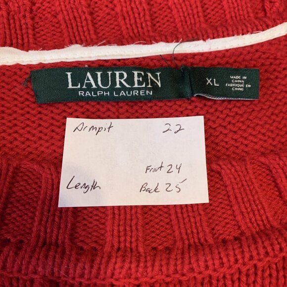 Lauren Ralph Lauren Women’s Sweater Size Large Red Classic Preppy Minimalist - Picture 2 of 9